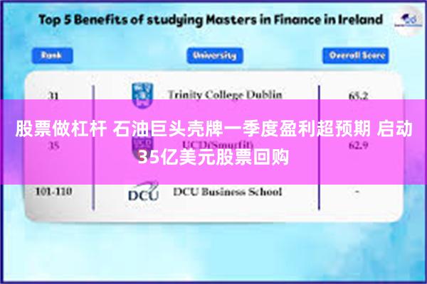 股票做杠杆 石油巨头壳牌一季度盈利超预期 启动35亿美元股票回购