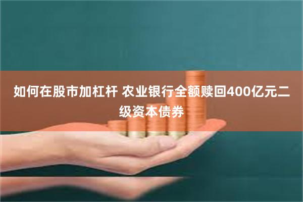 如何在股市加杠杆 农业银行全额赎回400亿元二级资本债券